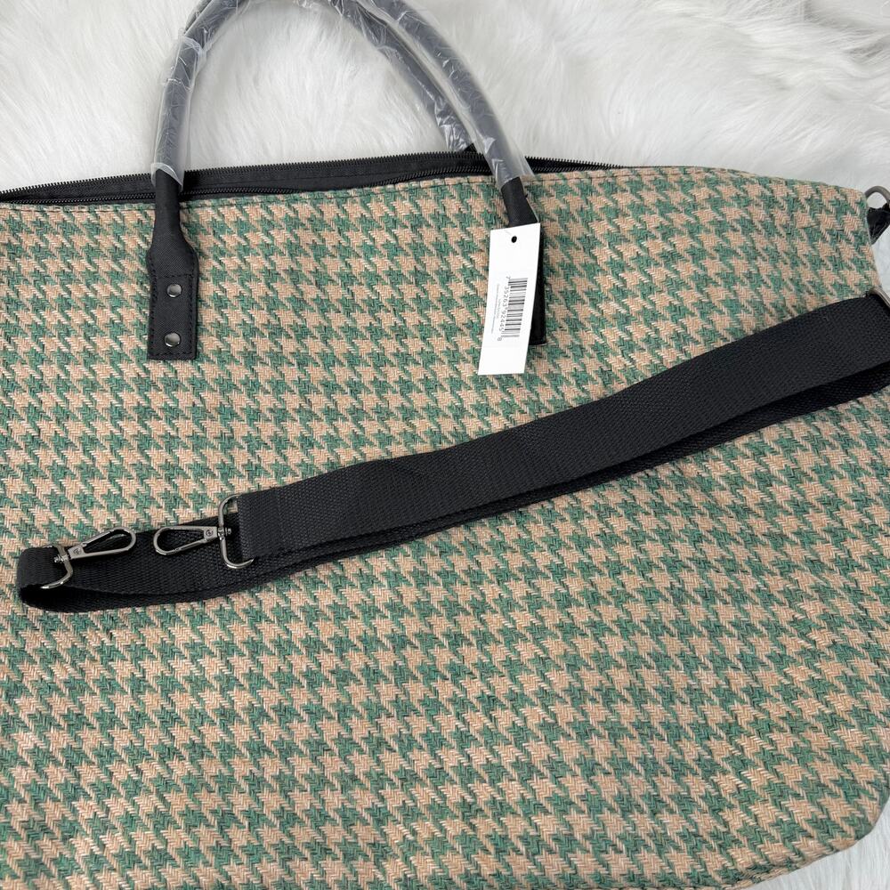 New Lulu Dharma Frasier Green Houndstooth Large Weekender Bag - Picture 5 of 12
